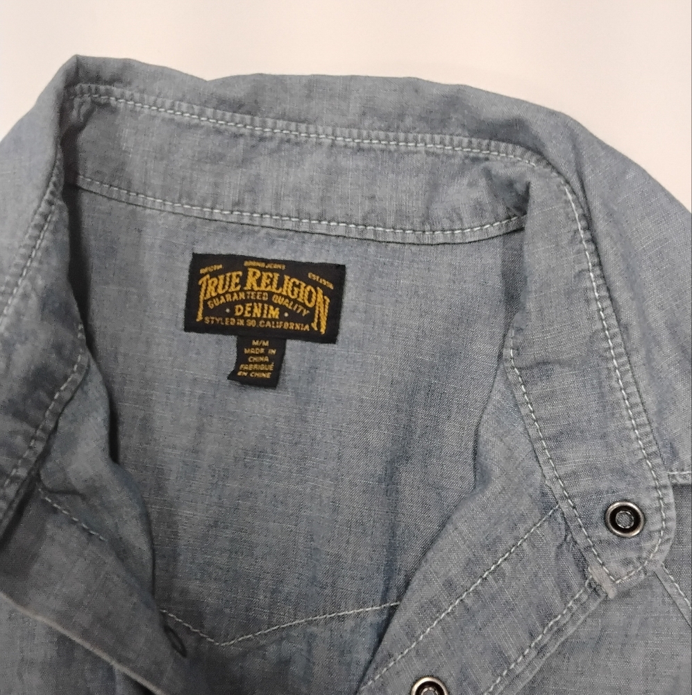 True Religion denim snap shirt. - Picture 2 of 10